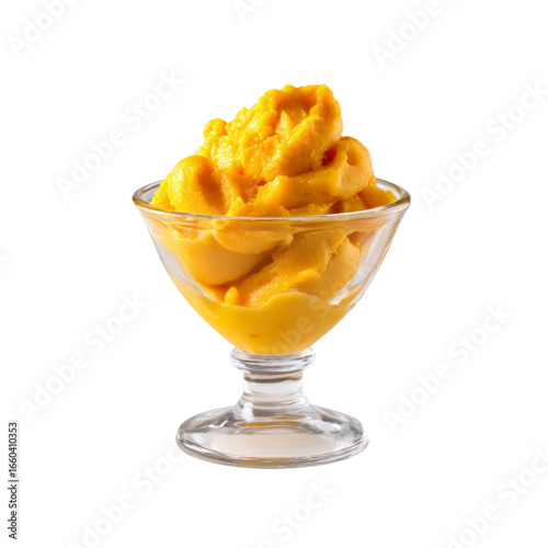 Delicious Mango Sorbet in a Glass Bowl
