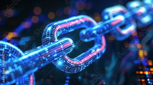Digital chain link network illustration