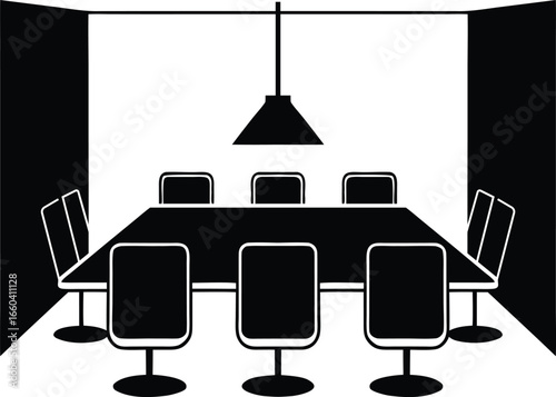 Meeting Room silhouette vector art illustration