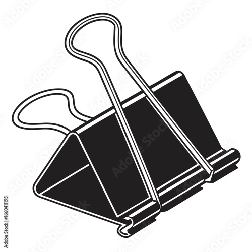 black silhouette of a binder clip with two handles