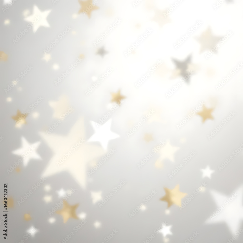 Fototapeta premium Soft focus background with scattered golden and white stars creating a magical and ethereal festive celebration atmosphere for holidays and events