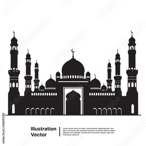Islamic Mosque Architecture Silhouette - Vector Art and Traditional Building Design