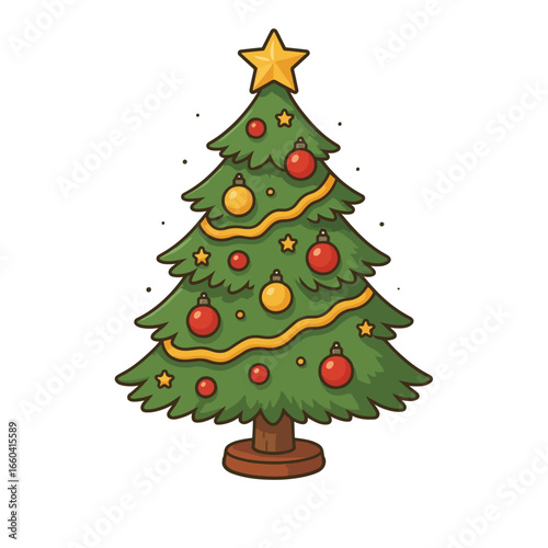 Decorated Christmas Tree with Star