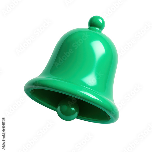 Green bell isolated on black background isolated illustration on transparent background