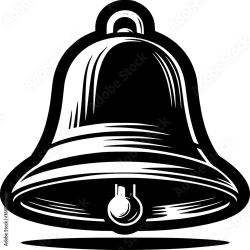 Timeless Bell Icon: A monochrome representation of a classic bell, exuding a sense of vintage charm and calling to mind historical narratives.
