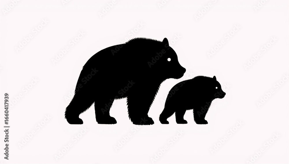 Fototapeta premium Grizzly or polar bear silhouette flat icon for wildlife apps and websites