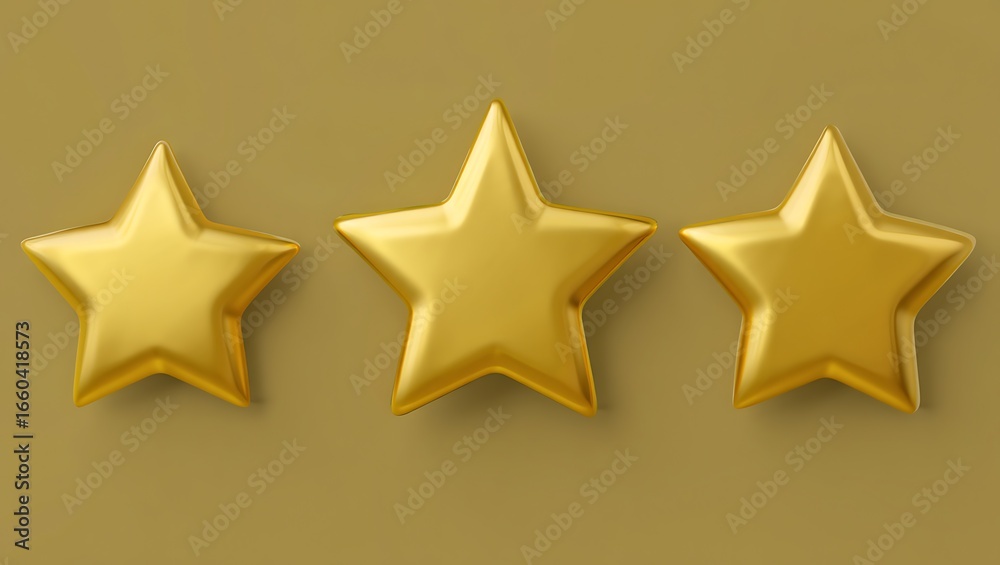 Obraz premium Three Golden Stars Aligned for Success Awards and Excellent Ratings