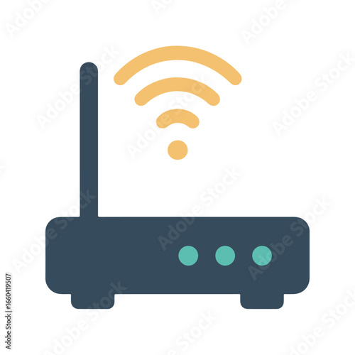 wifi router flat icon color vector on white background
Vector color flat icon on white background