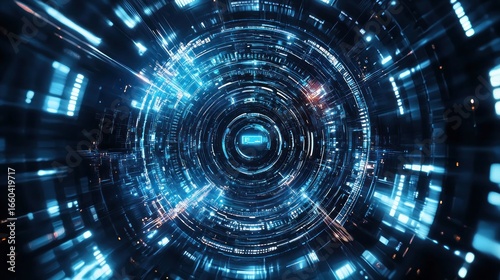 Abstract digital tunnel glowing light design