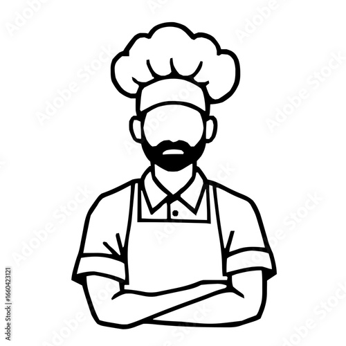 Intricate Icon-Style Line Vector Illustration of a Baker Demonstrating Minimalist and Modern Professional Design Aesthetics