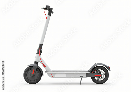 Modern electric scooter mockup with blank branding, white background 
