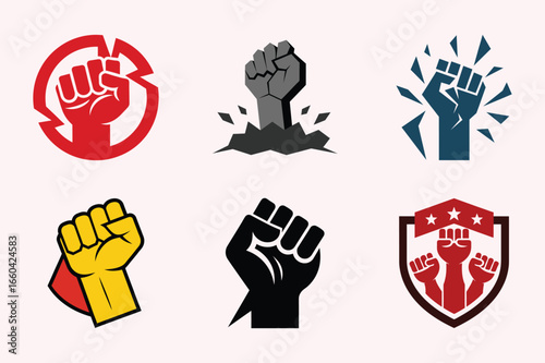 Power Fist Revolution Symbol Vector Icon Collection