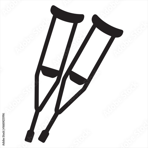 Pair of Crutches on White Background Promoting Healing and Recovery After Injury Rehabilitation Aids Mobility Assistance