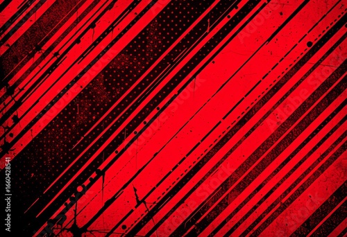 Abstract grunge diagonal lines, red and black distressed texture, dotted pattern,  motion,  energy