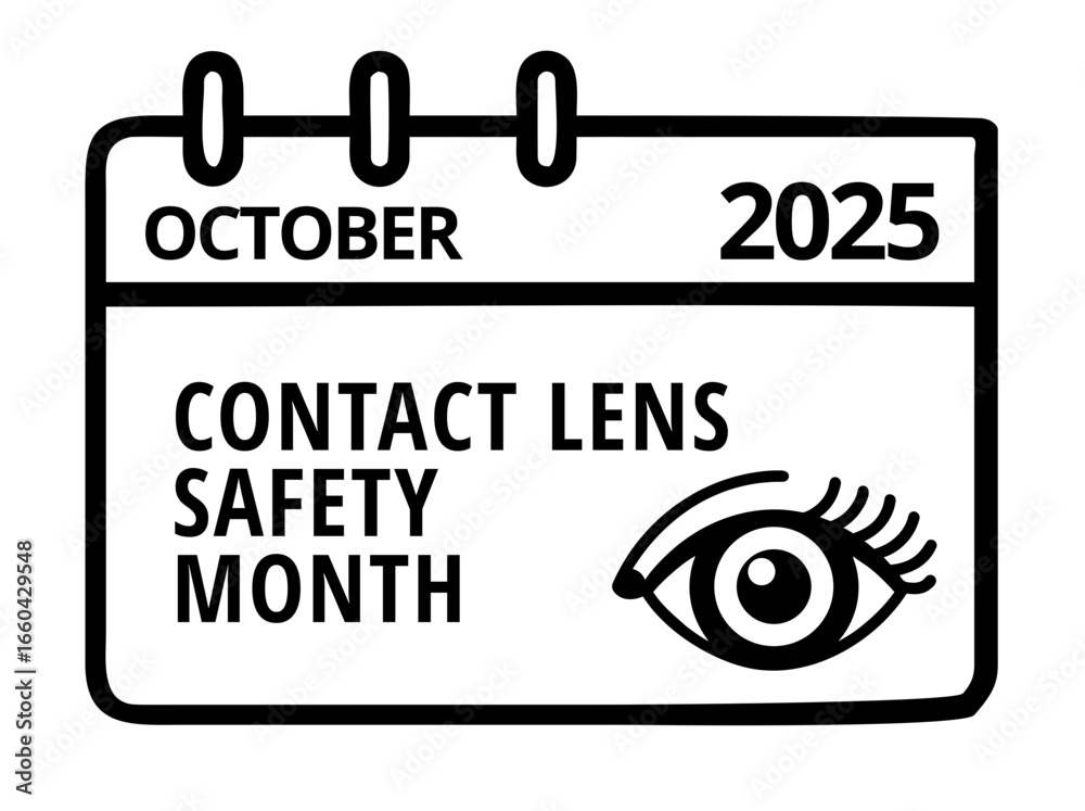 Fototapeta premium Calendar date reminder with an eye and text for Contact Lens Safety Month, isolated on transparent background