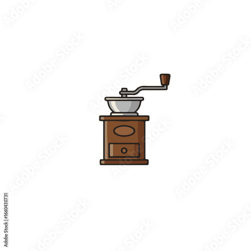 Simple illustration of a vintage coffee grinder.