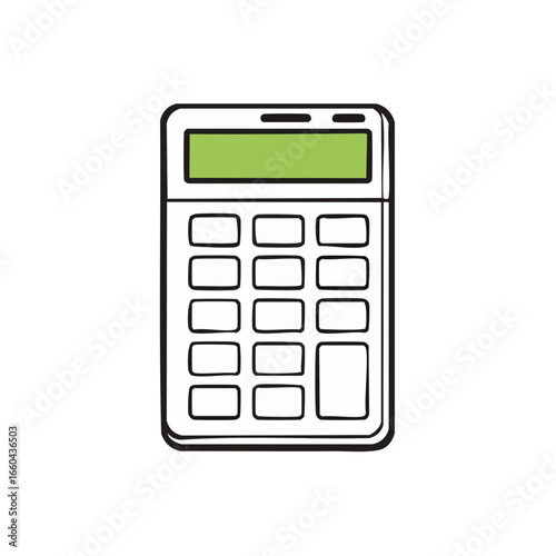 A simple illustration of a calculator with a green display 