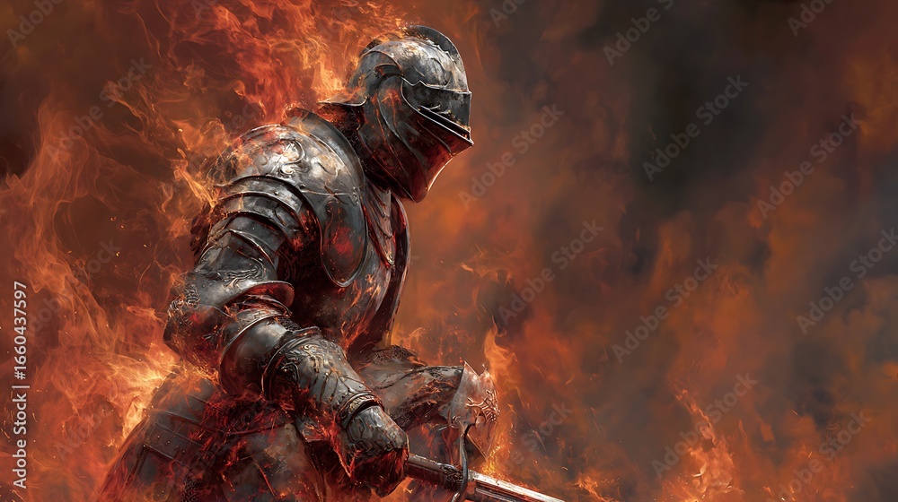 Awesome photo of knight in Fiery Battle. Awesome photo of knight in Fiery Battle.