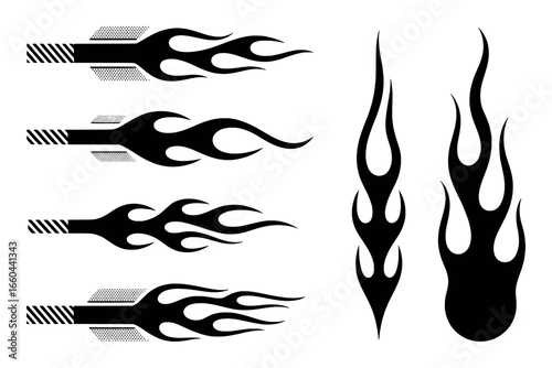 Black Flame Graphics and Tribal Flames Vector Set