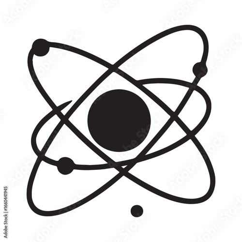 Atom Icon – Atomic Structure Science Physics Chemistry Symbol Vector Illustration