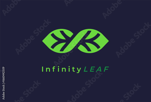 Infinity Leaf logo. Leaf with infinity symbol of immortality combination. Leaf logo design template element. vector illustration