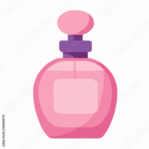 A bottle of perfume. Pink, minimalistic cosmetic illustration. Perfume bottle for beauty branding and design
