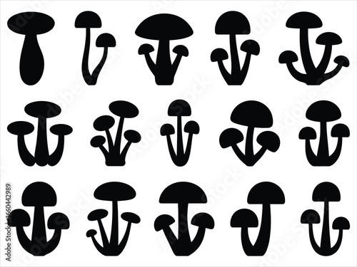 Black mushroom silhouettes fungi nature