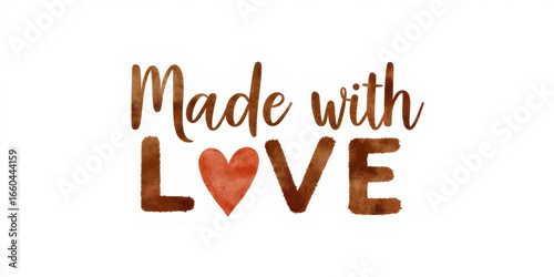 Made with Love typographic art design on white background  