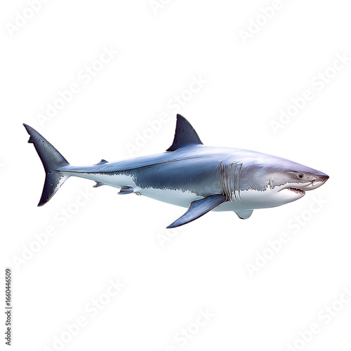 Great white shark isolated on transparent background 