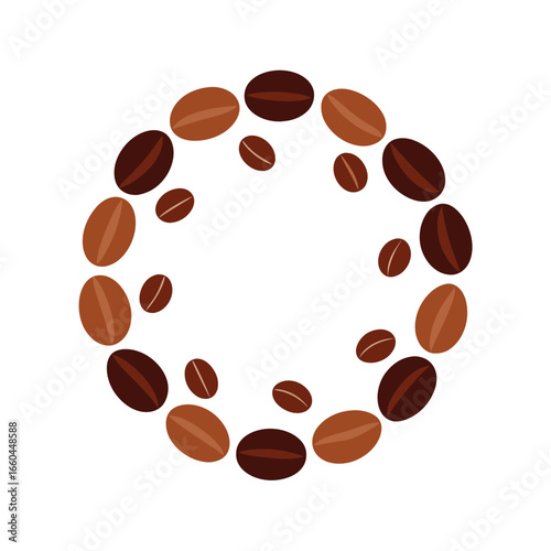 Circle frame made of coffee beans border wreath
