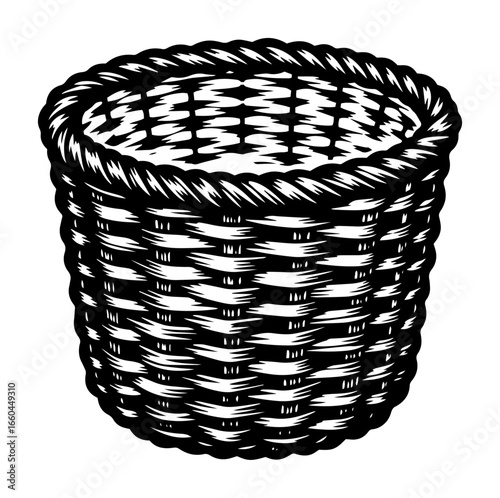 Wicker Basket Engraving Vector