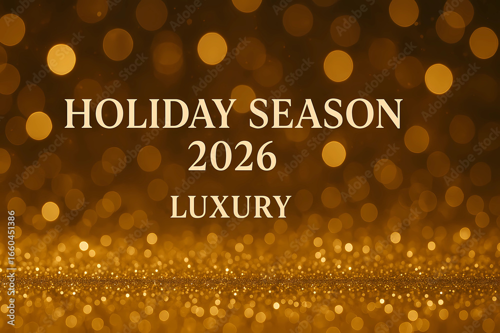 Naklejka premium Holiday card for New Year and Christmas 2026. Flickering golden lights
