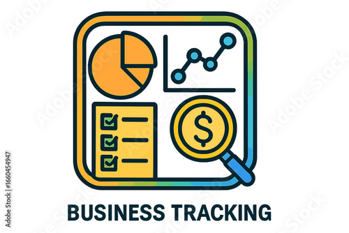 Business tracking concept with charts and checklist for analysis business tracking layout