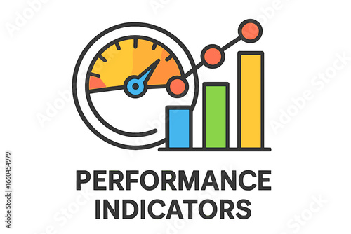 Performance indicators with gauge and bar graphs in modern design performance indicators icons