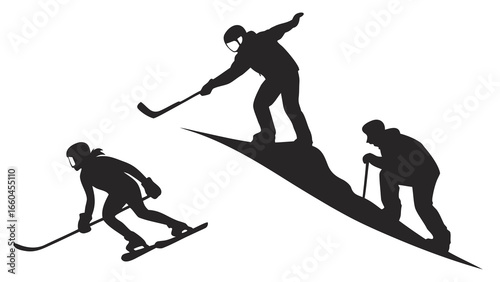 Hockey snowboard winter sport snow skate skiing ice silhouette activity outdoor recreation extreme sports season fun