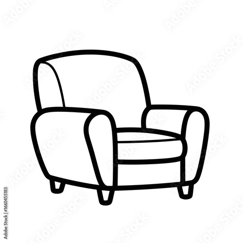 Simple line drawing of an armchair in minimalist style  