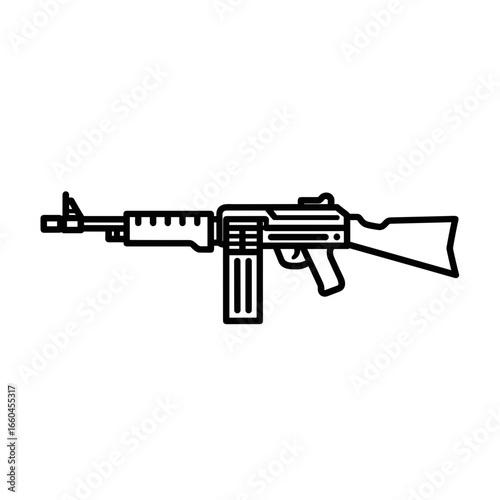 Outline illustration of a modern assault rifle  