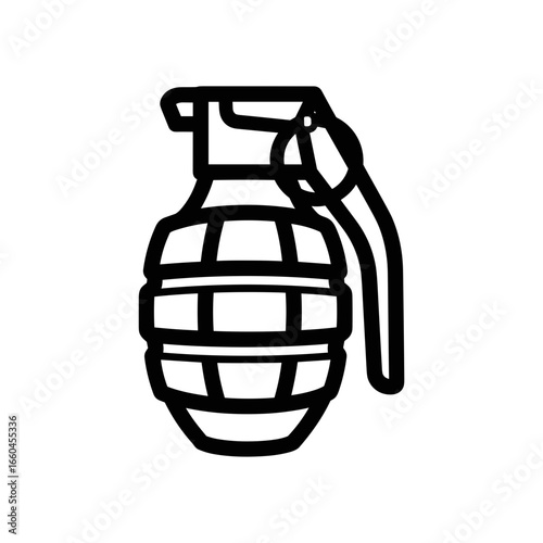 Hand grenade icon in minimalist black outline style  