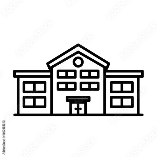 School building with symmetrical design and front entrance  
