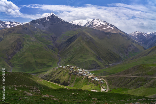 View over the mountain village of Khinalig in Azarbaijan
