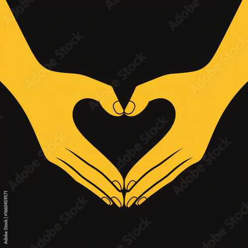Two Hands Creatively Positioned To Form A Heart Shape, Symbolizing Love, Affection, And Connection. The Design Is Minimalist, Featuring A Striking Contrast Between The Hands And The Background.