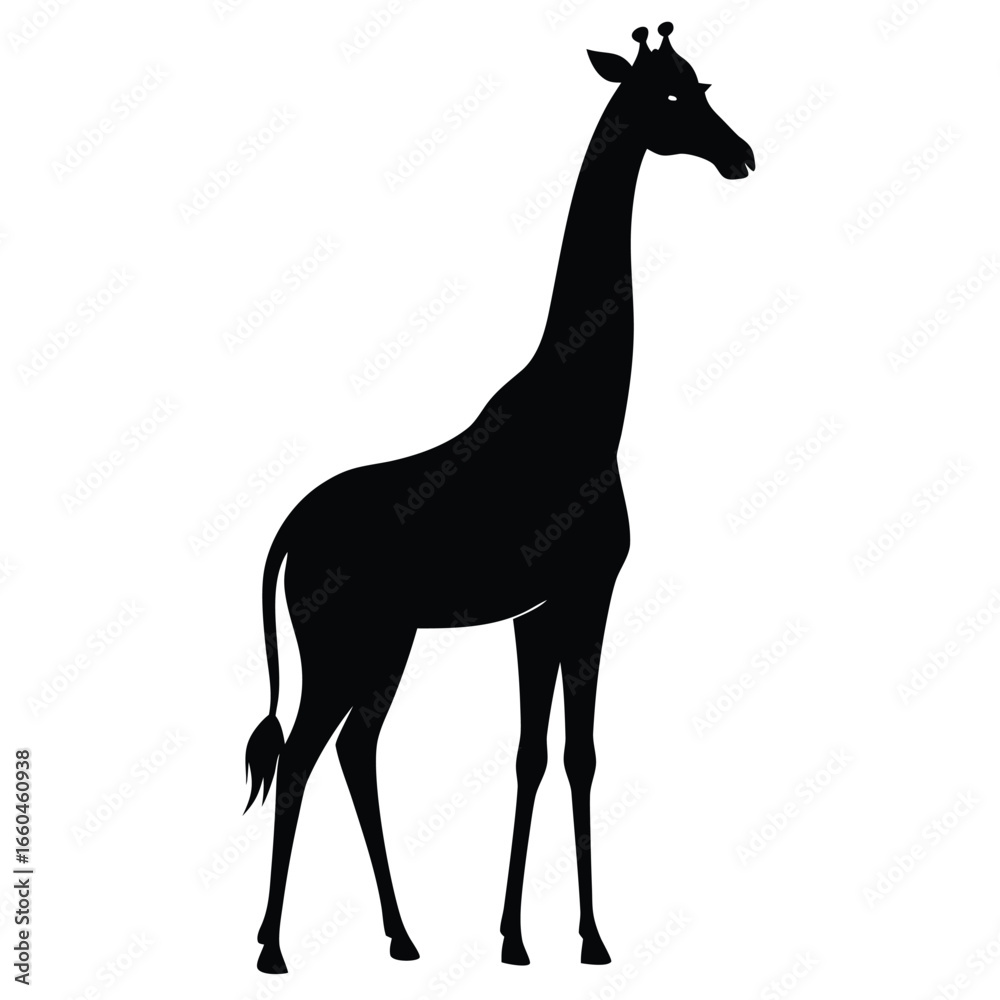 Fototapeta premium Simple Black Giraffe Silhouette Icon for Graphic Design and Illustration