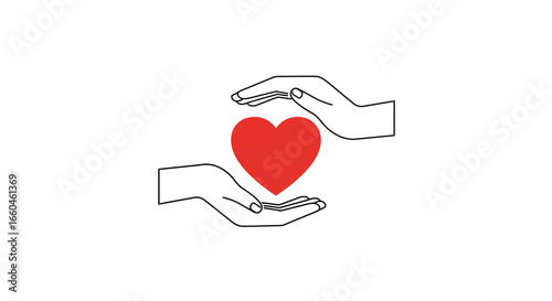 Minimalist hands protecting heart symbolizing care and love