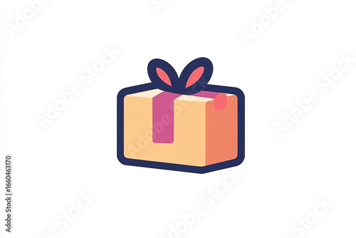 Charming vector illustration of a gift box with rabbit ear ribbon on white background