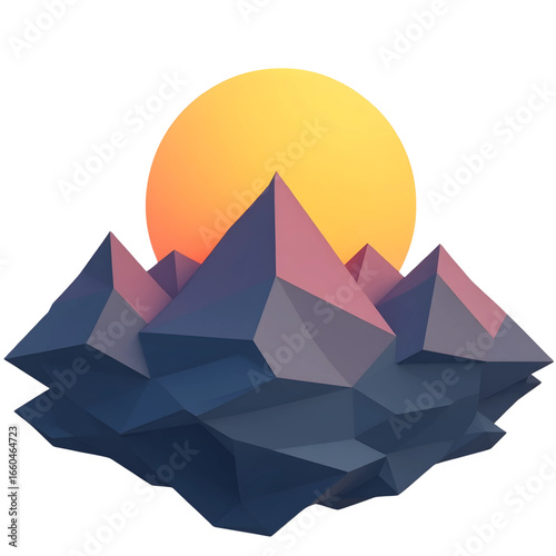 Minimalist Low-Poly Mountain Landscape