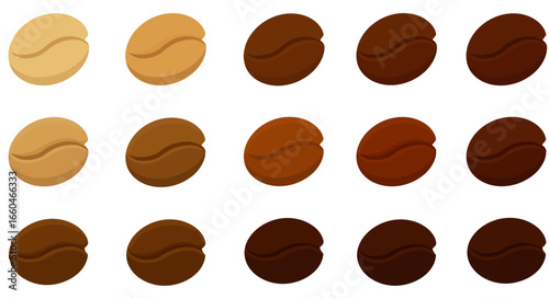 Diverse coffee bean design in gradient shades