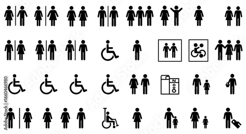 Diverse pictogram collection of accessible and gender icons