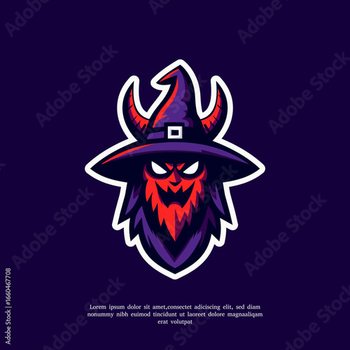 evil Witch logo design vector template