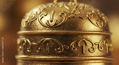 Elegant golden bell with intricate details, perfect for luxury branding and design projects