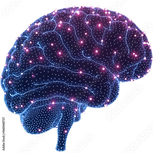 Glowing Digital Brain and Neural Network